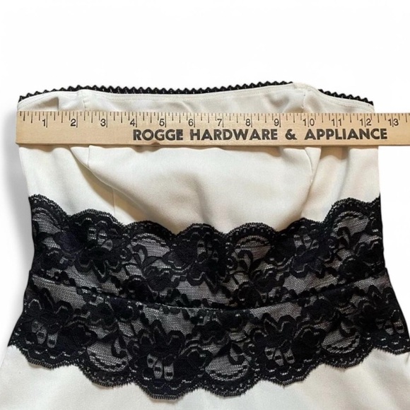 Vintage y2k Charlotte Russe Mini Dress SMALL Strapless Rayon Lace Trim Cocktail - Picture 6 of 7